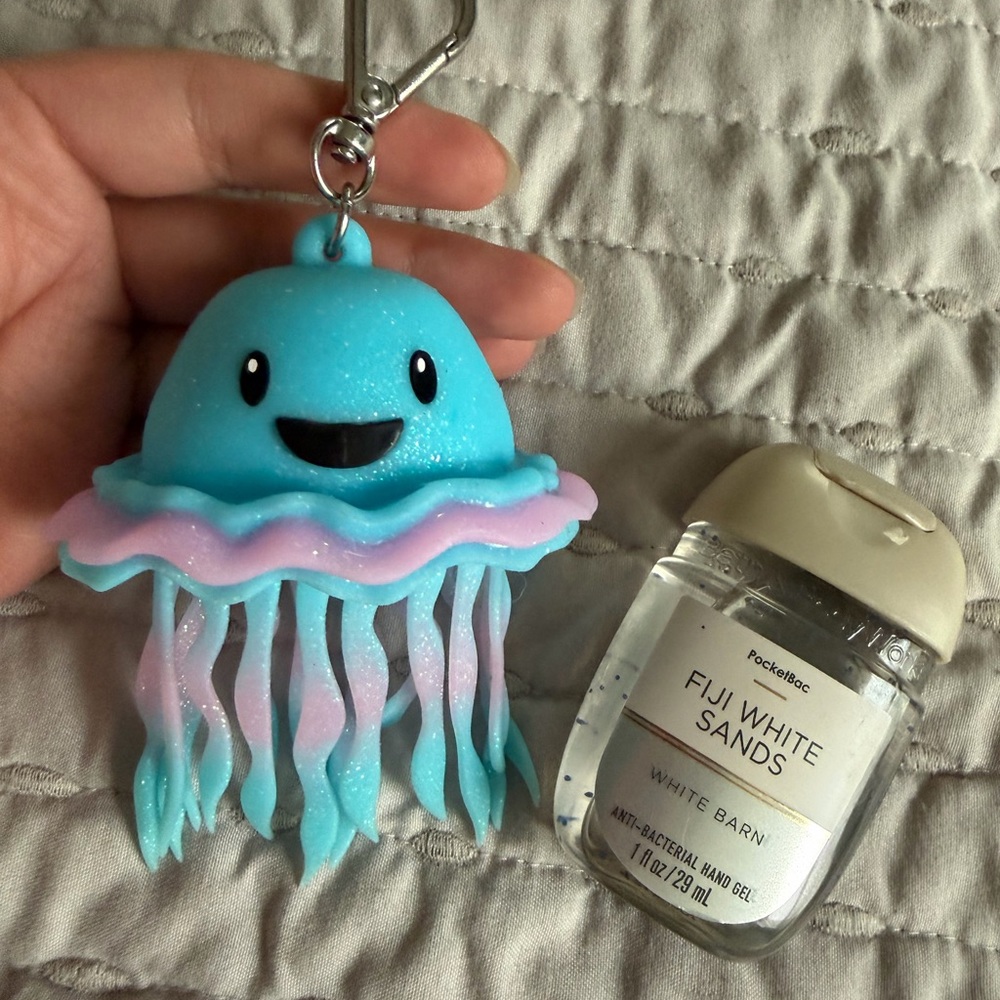 Bath and body works Blue Jellyfish Keychain with Hand Sanitizer